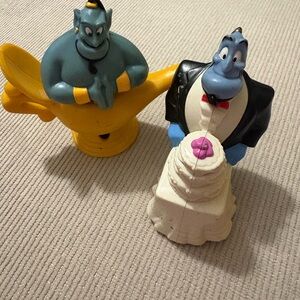 VTG Aladdin Burger King toys Genie Figurines with Cake and Lamp